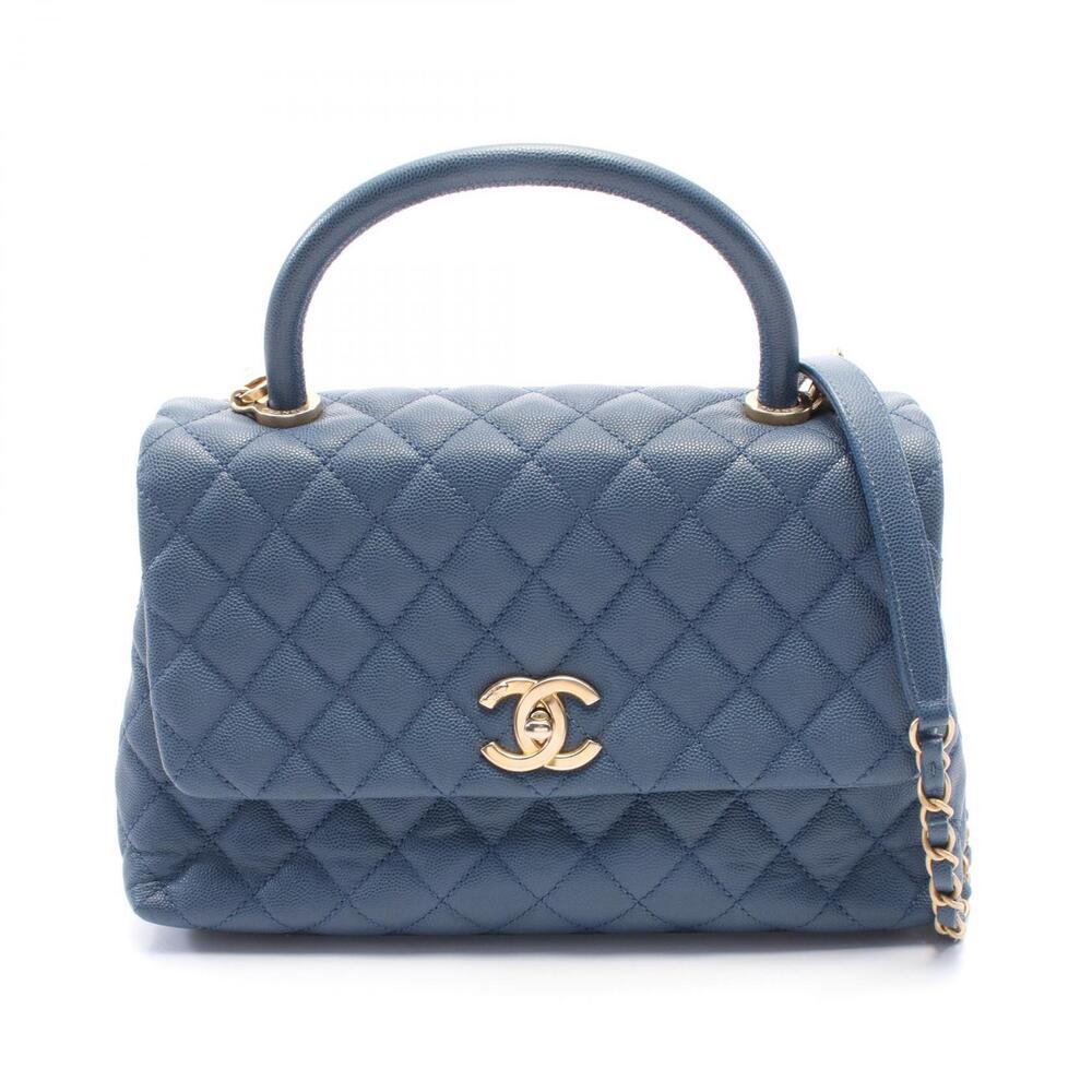 Chanel Coco Handle Top Flap Bag Matelasse Handbag Caviar Skin Grained Calfskin